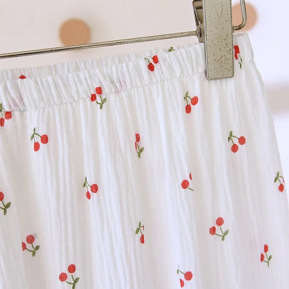 Women's Pink & Red Cherry Cotton Pjs