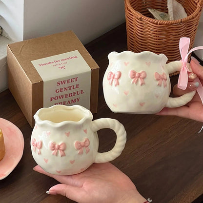Pink Bow & Heart Ceramic Mug