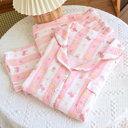 Pink & White Striped Coquette Pjs