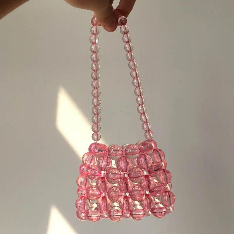 Mini Pink Beaded Handbag