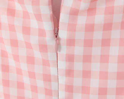 Pink Plaid Milkmaid Mini Dress