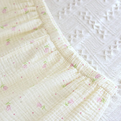 3 Piece Floral Ruffle Cotton Pj Set