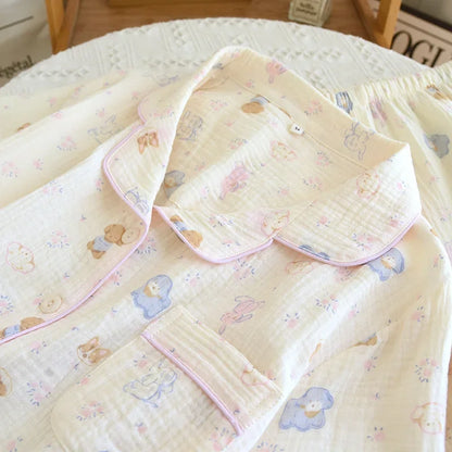 Pastel Bunny & Bow Pyjama Short Set
