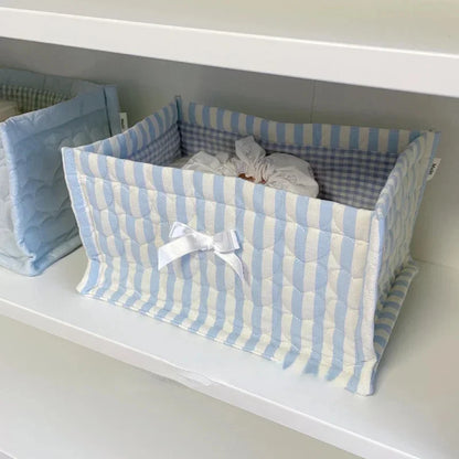 Pink Quilted Fabric Square Storage Baskets