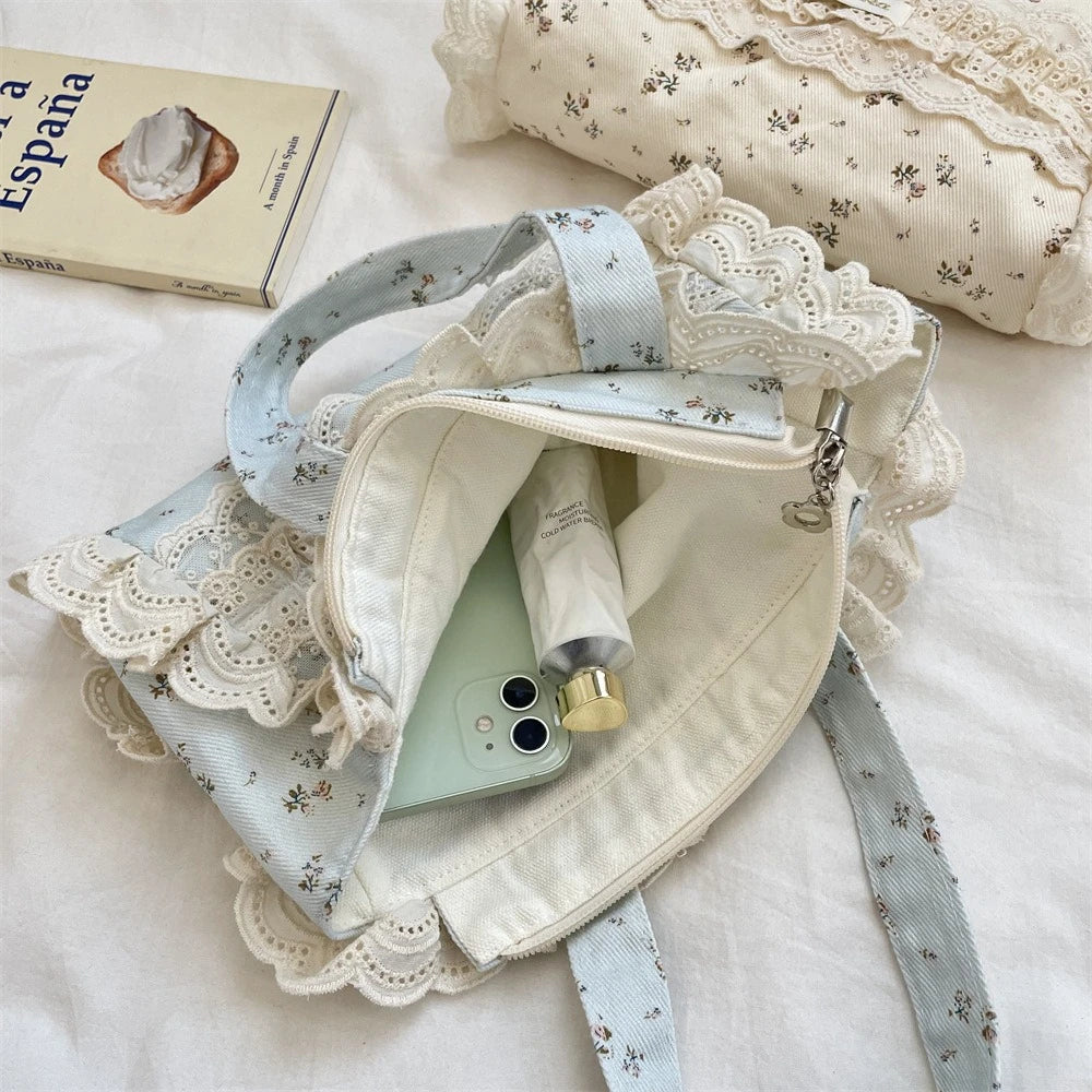 Vintage Lace Ruffle Mini Handbag Creative Femininity