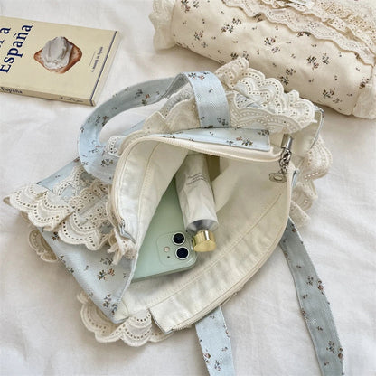 Vintage Lace Ruffle Mini Handbag Creative Femininity