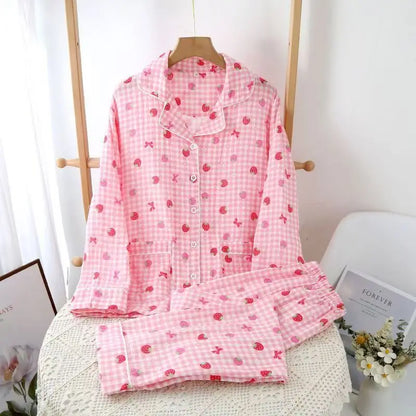 Pink Strawberry Gingham Pyjama Set