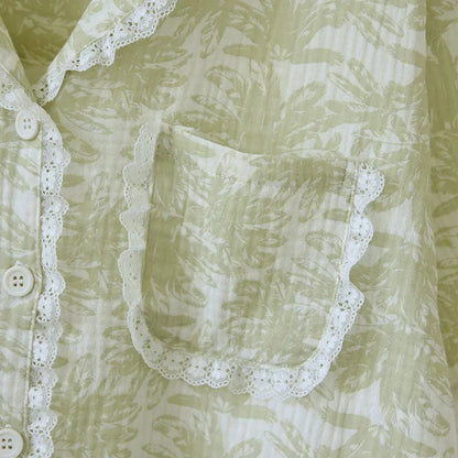 Green Broderie Pyjama Set