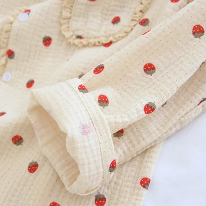 Strawberry Print Cotton Pjs