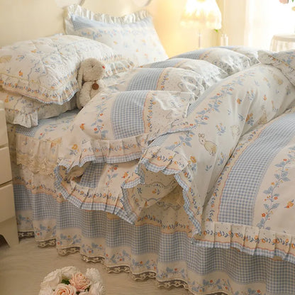 Shabby Chic Floral Duvet Cover With Ruffle Edge - All Colours