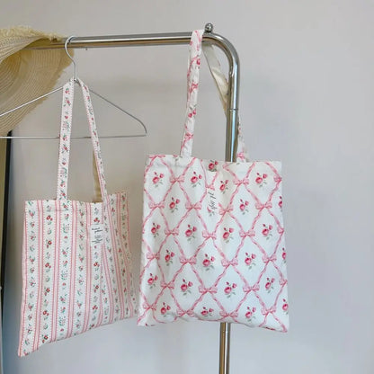 Pink Floral Vintage Tote Bags