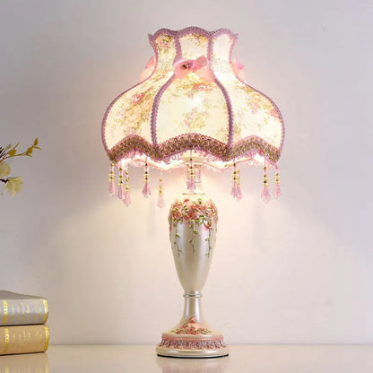 Rococo Pink Floral Tassel Lamp