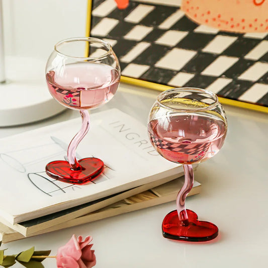 love heart shape wine glass