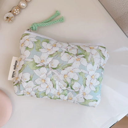 Mini Floral Quilted Cosmetic Bag