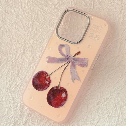Sparkly Cherry Bow iPhone Case