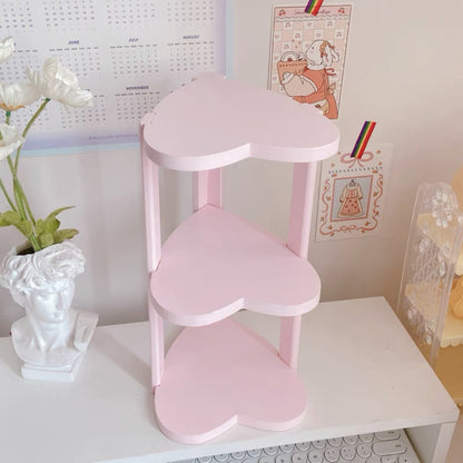 Shabby Chic Love Heart Shelf - Pink/White/Blue