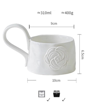Whimsical Embossed White Ceramic Mug