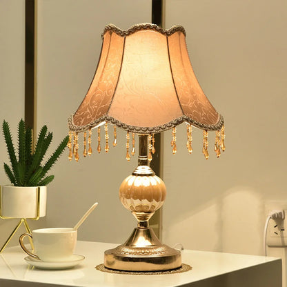 Vintage Floral Glass Tassel Lamp