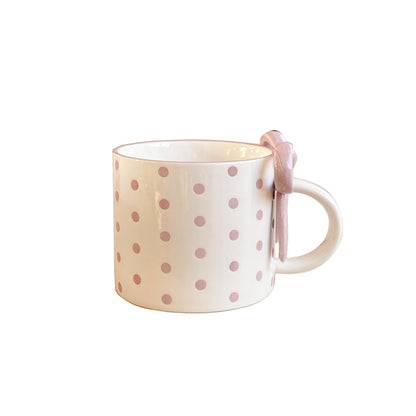 Bow Handle Heart Ceramic Mug