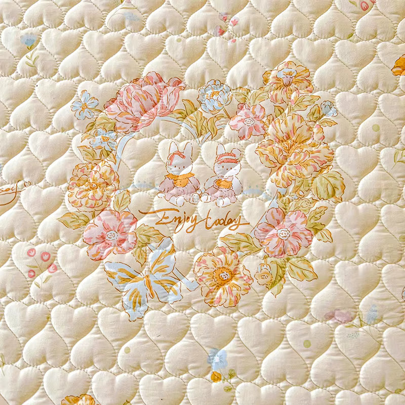 Floral Quilted Ruffle Bedding Set