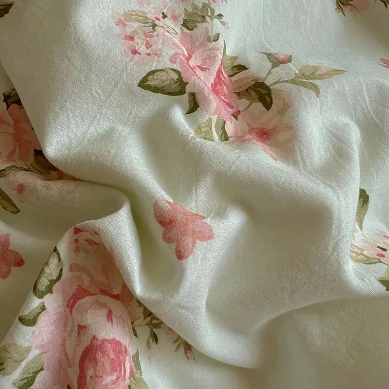 Floral Lace Trim Cotton Bedding Set Creative Femininity