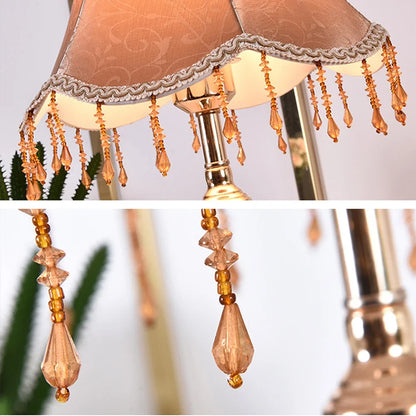 Vintage Floral Glass Tassel Lamp