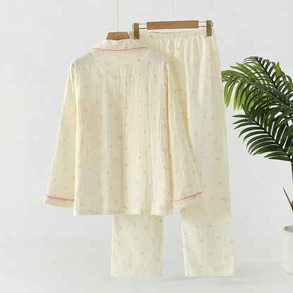 Cream & Pink Floral Cotton Pjs