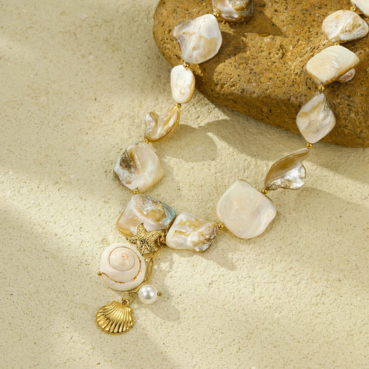 Pearl & Gold Conch Shell Necklace Set