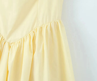 Lemon Halter Mini Sundress - Yellow/White/Black