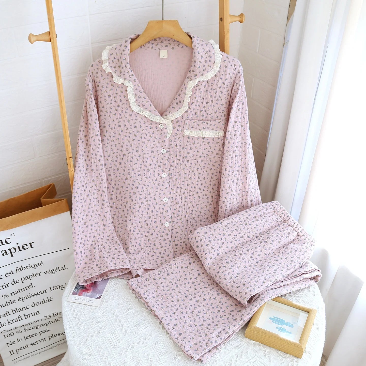 Romantic Floral Lace Pyjama Set Creative Femininity