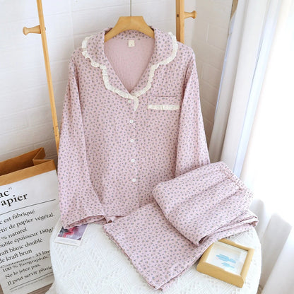 Romantic Floral Lace Pyjama Set Creative Femininity