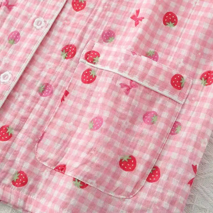 strawberry & bow pink pjs