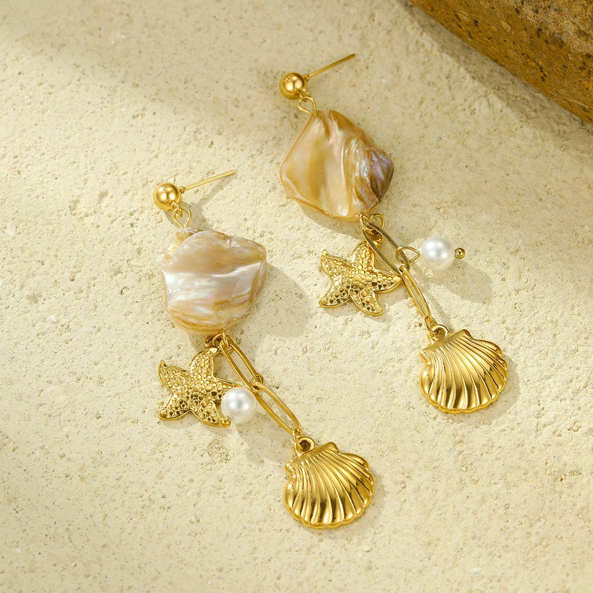 Pearl & Gold Conch Shell Necklace Set