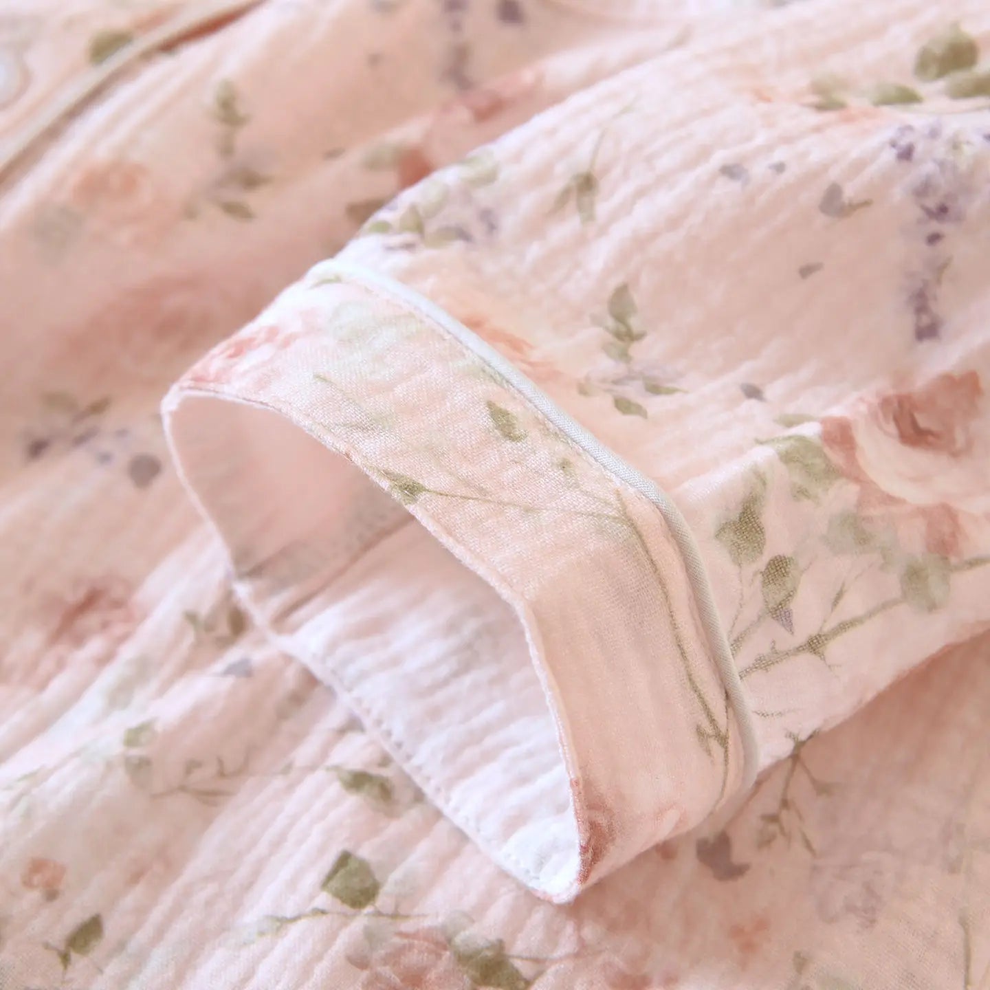 2026 New Women's Spring and Autumn Pajama Set 100% Cotton Crape Cloth Flower Collar Long Sleeve Two Piece Set Large Home Clothes Creative Femininity