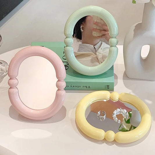 round bobbin table mirror 