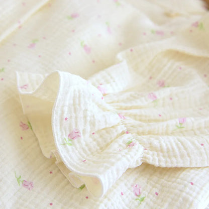 3 Piece Floral Ruffle Cotton Pj Set