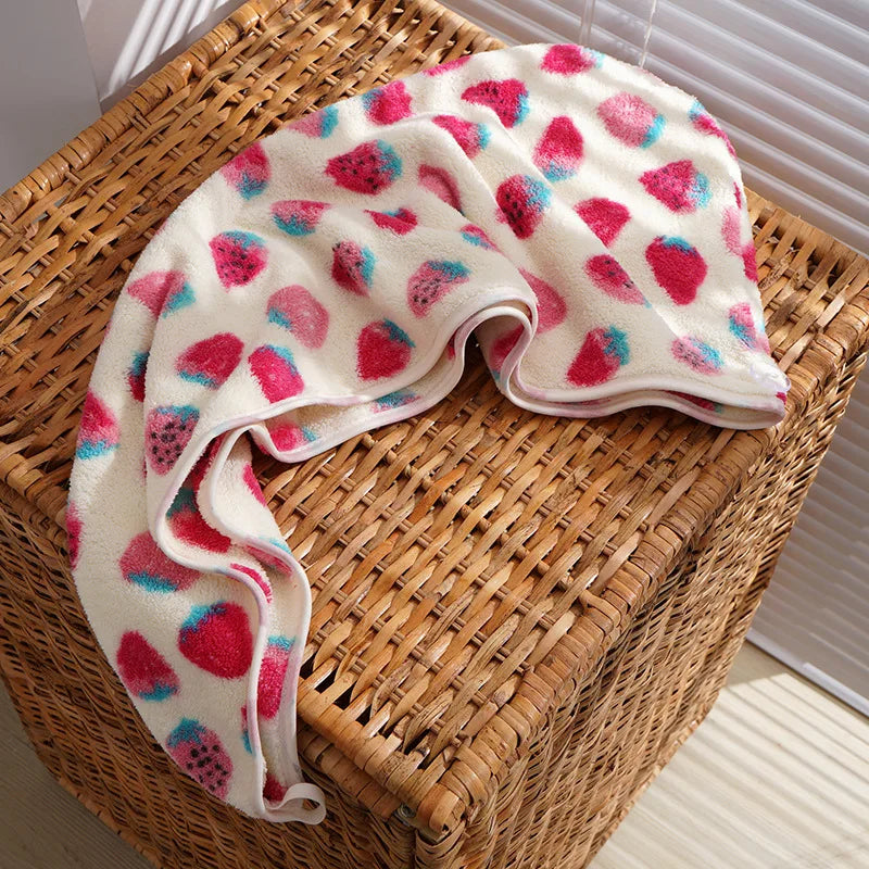 Cotton Strawberry Print Towel Set