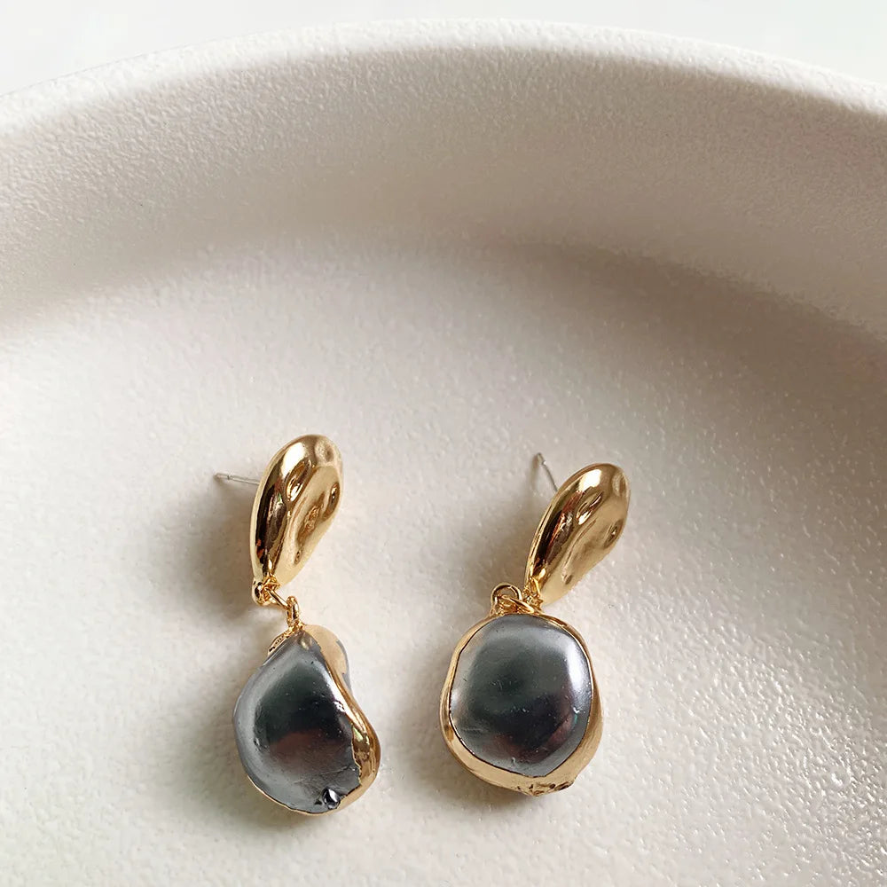 Gold & Pearl Drop Earrings