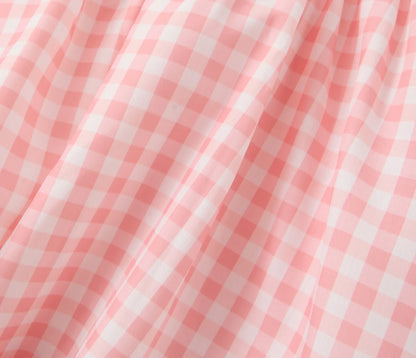 Pink Plaid Milkmaid Mini Dress