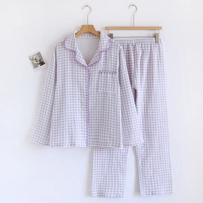 Cotton Gingham Trim Pyjama Set