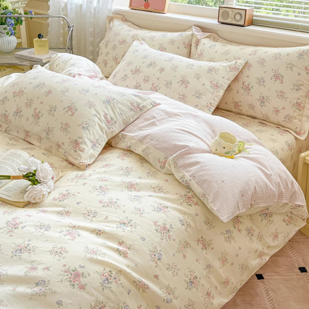 Pink Floral & Gingham Duvet Set - Creative Femininity