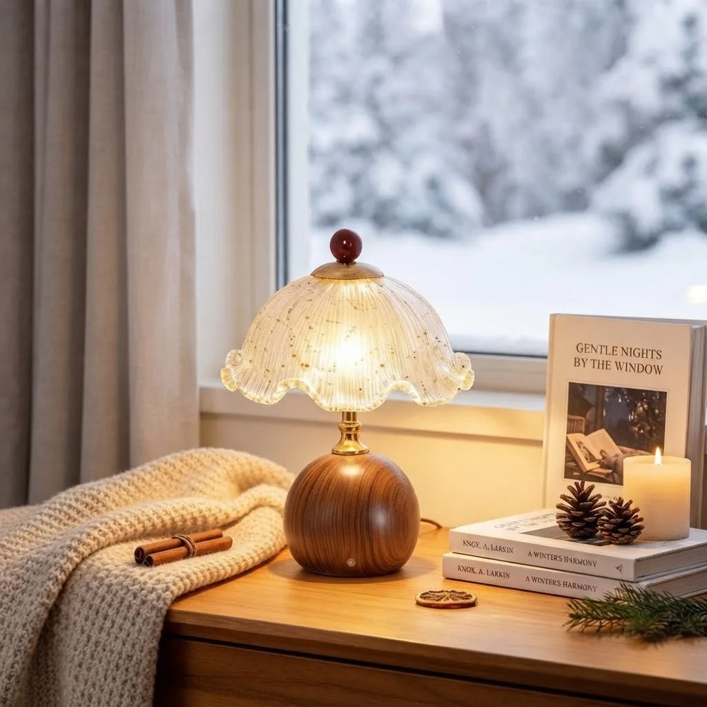 WWPPU Cream Style Light Luxury Bedside Table Lamp, Creative Warm Romantic Ambient Night Light for Nightstand Creative Femininity