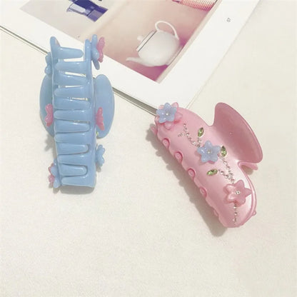 Flower & Rhinestone Claw Clip