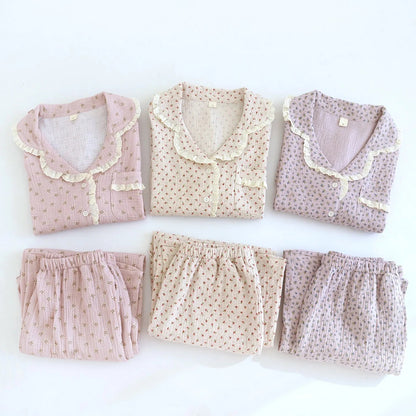 Romantic Floral Lace Pyjama Set Creative Femininity