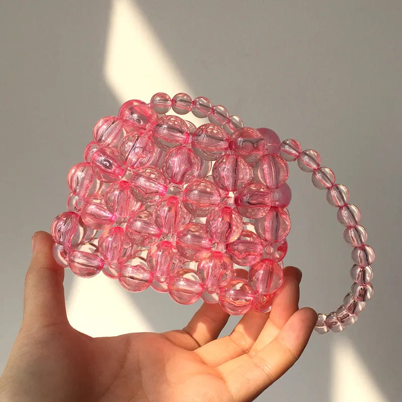 Mini Pink Beaded Handbag