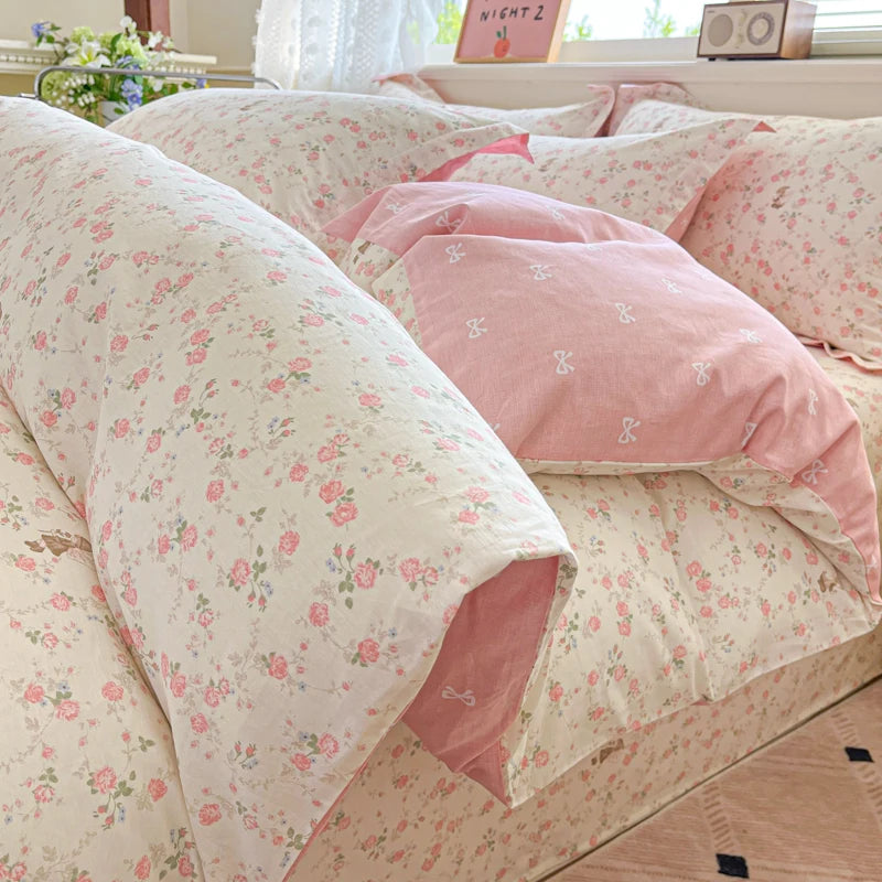 Pink Floral Cotton Bedding Set | Creative Femininity