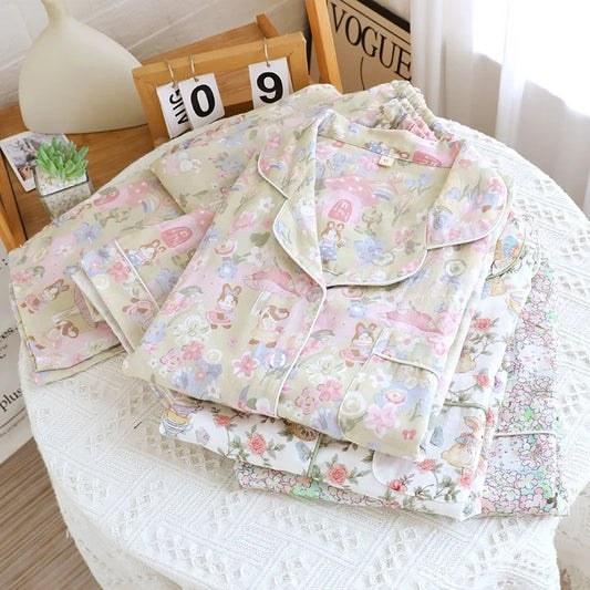 Cotton Floral & Bunny Pyjamas Set