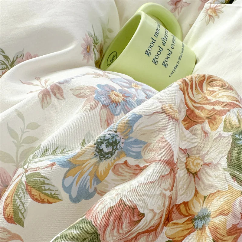 Vintage Floral Frilly Bedding Set