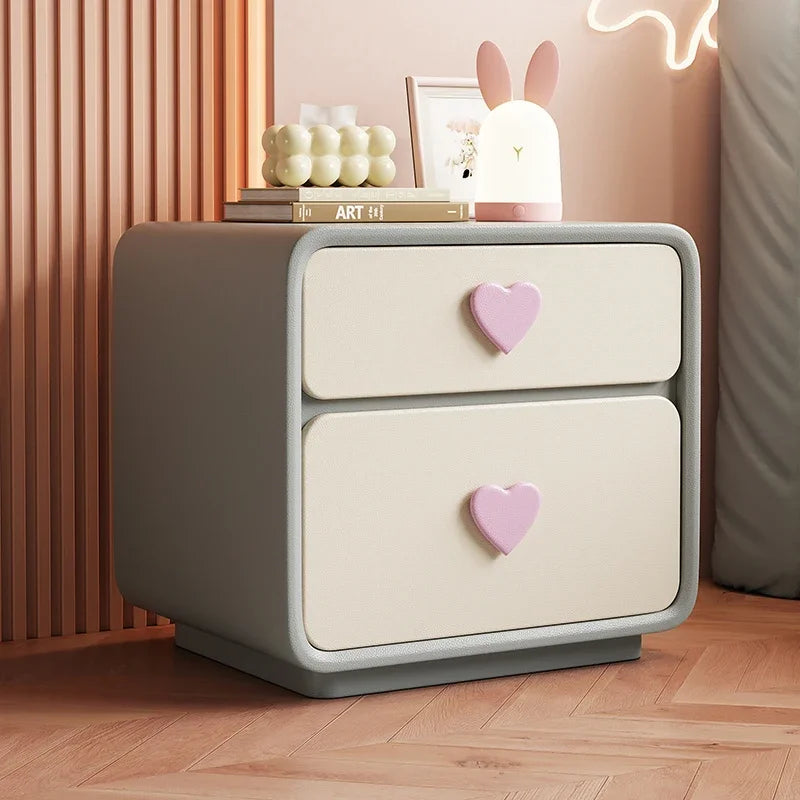 Pink Heart Bedside Table Creative Femininity