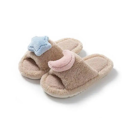 Pink & Blue Starry Night Plush Slippers
